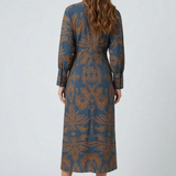 Printed Twist-Front Midi Dress