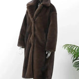 Long Faux Fur Winter Coat Elegant Plush Jacket
