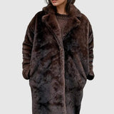 Long Faux Fur Winter Coat Elegant Plush Jacket