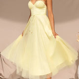 Hailey | Corset Bodice Wedding Guest Dress with Tulle Midi Skirt