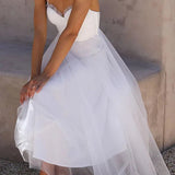 Hailey | Corset Bodice Wedding Guest Dress with Tulle Midi Skirt