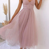 Hailey | Corset Bodice Wedding Guest Dress with Tulle Midi Skirt