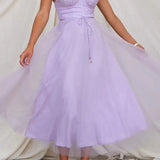 Hailey | Corset Bodice Wedding Guest Dress with Tulle Midi Skirt