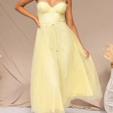 Hailey | Corset Bodice Wedding Guest Dress with Tulle Midi Skirt