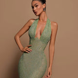 Faye | Long Sleeveless Halter Maxi Dress