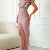 Delyth | One-Shoulder Maxi Dress with Layered Ruffles and Side Slit