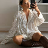Aishah | Oversized Sequin Shirt Dress with Button-Front Closure