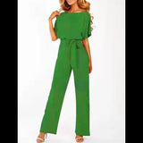 Elegant Belted Wide Leg Jumpsuit
