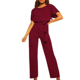 Elegant Belted Wide Leg Jumpsuit