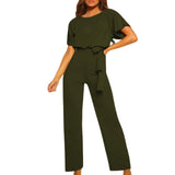 Elegant Belted Wide Leg Jumpsuit