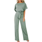Elegant Belted Wide Leg Jumpsuit
