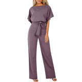 Elegant Belted Wide Leg Jumpsuit