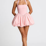 Amelia | Mini halterneck dress with voluminous skirt