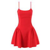 Elegant Flared Mini Dress Spaghetti Strap Party Dress