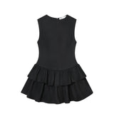 Elegant Tiered Ruffle Mini Dress Sleeveless Party Dress