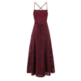 Lace Strappy Back Maxi Dress for Elegant Evening Glamour
