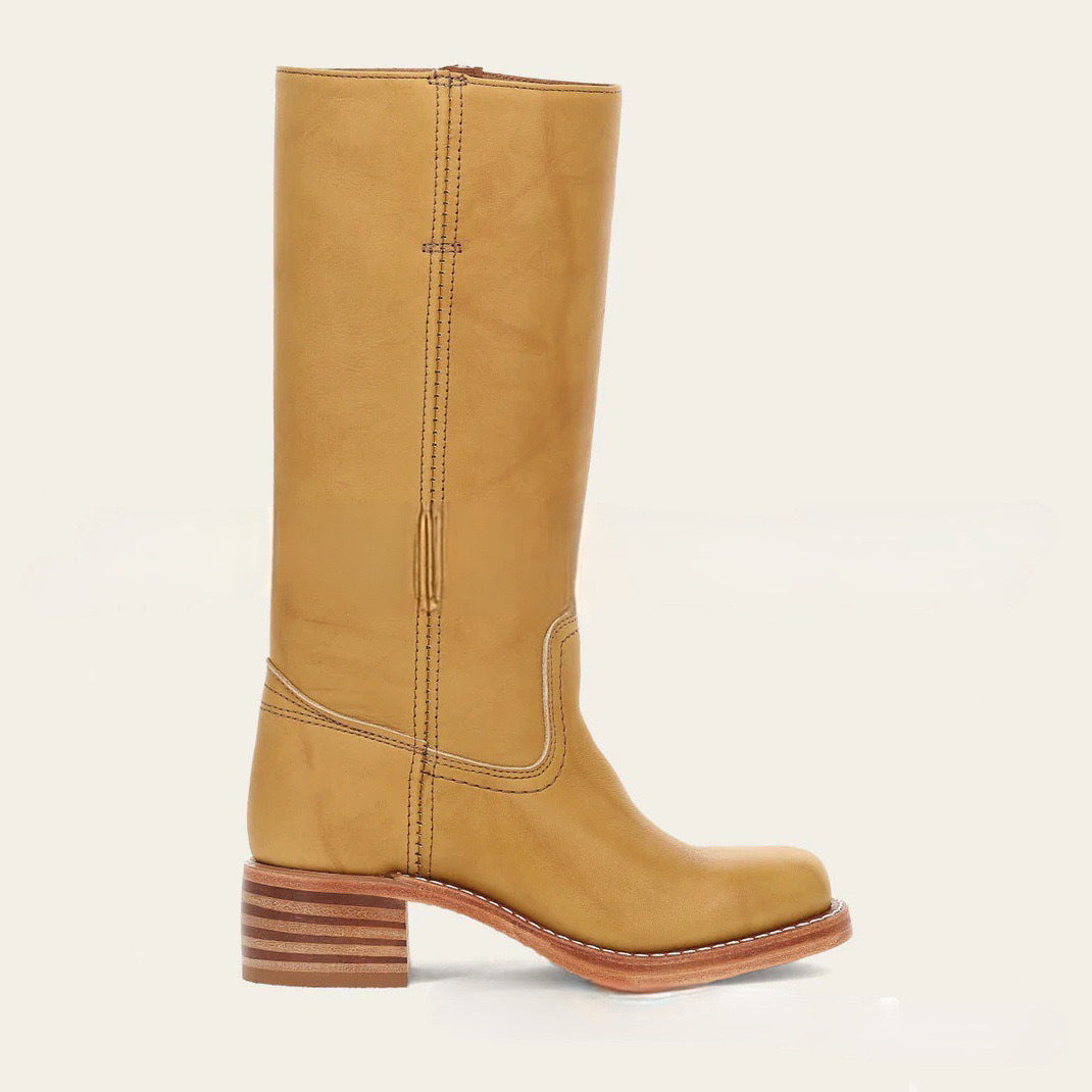 Damen-Lederstiefel im Westernstil mit Blockabsatz
