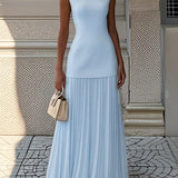 Vivienne | Sleeveless pleated maxi gown with flowing movement