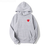 Minimal Heart Embroidered Oversized Hoodie Casual Fit