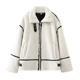 Faux Shearling Aviator Jacket Zip Up Winter Coat
