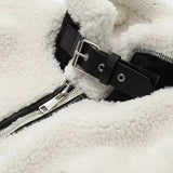 Faux Shearling Aviator Jacket Zip Up Winter Coat