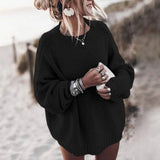 Oversized Batwing Sleeve Knit Sweater Relaxed Fit