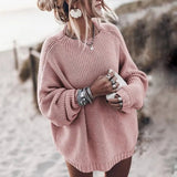 Oversized Batwing Sleeve Knit Sweater Relaxed Fit