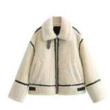 Faux Shearling Aviator Jacket Zip Up Winter Coat