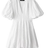 Cerys | White Dress with Embroidered Ruffle Details