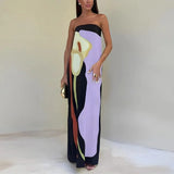 Eliza | Elegant Printed Strapless Maxi Dress