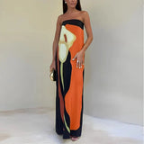 Eliza | Elegant Printed Strapless Maxi Dress
