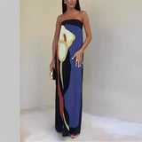 Eliza | Elegant Printed Strapless Maxi Dress