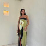 Eliza | Elegant Printed Strapless Maxi Dress