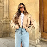 Eleganter Damen Cropped Trenchcoat – Leichter Übergangsjacke im modernen Design