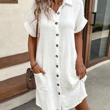 Leichtes Hemdblusenkleid aus Baumwolle mit Knopfleiste – Casual & Sommerlich