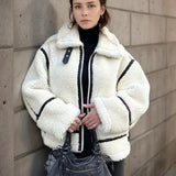 Faux Shearling Aviator Jacket Zip Up Winter Coat