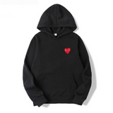 Minimal Heart Embroidered Oversized Hoodie Casual Fit