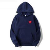Minimal Heart Embroidered Oversized Hoodie Casual Fit