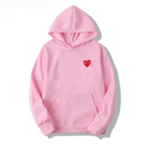 Minimal Heart Embroidered Oversized Hoodie Casual Fit