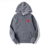 Minimal Heart Embroidered Oversized Hoodie Casual Fit