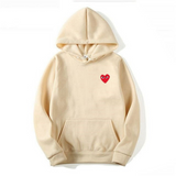 Minimal Heart Embroidered Oversized Hoodie Casual Fit