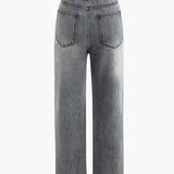 High Waist Straight Leg Light Wash Denim Jeans
