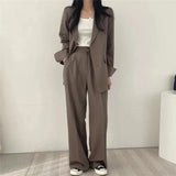 Elegant Tailored Blazer and Wide Leg Pants Suit Set