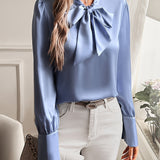 Juliana | Women’s Satin Blouse with Tie Neck