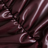 Ruched Faux Leather Mini Skirt