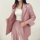 Elegant Tailored Blazer and Wide Leg Pants Suit Set
