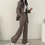 Elegant Tailored Blazer and Wide Leg Pants Suit Set