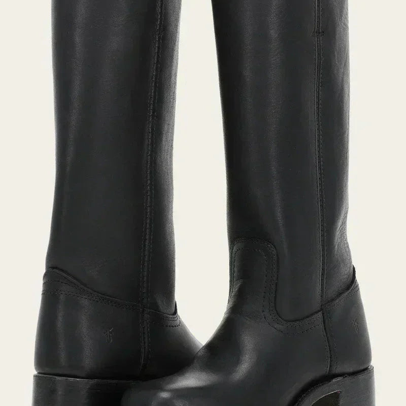 Klassischer Damen-Lederstiefel mit Blockabsatz | Handgefertigt