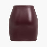 Ruched Faux Leather Mini Skirt