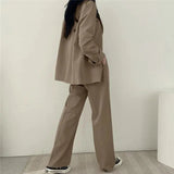 Elegant Tailored Blazer and Wide Leg Pants Suit Set